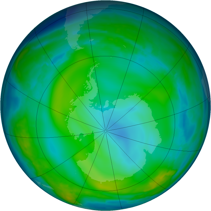 Antarctic ozone map for 02 July 2008